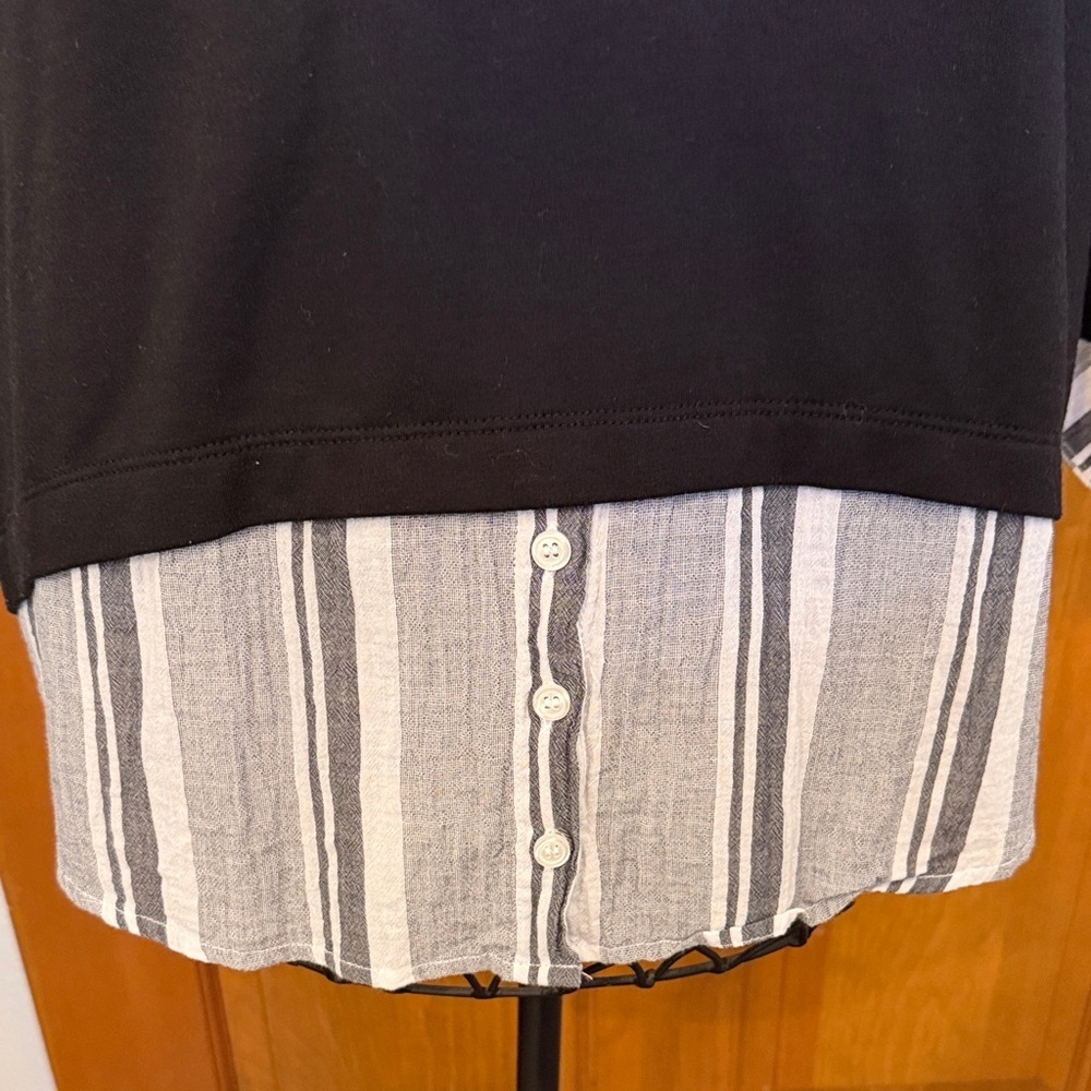 🎬🎬🎬bogoho🎬🎬🎬Alyx Black and Gray Striped Layered Sweatshirt-XXL - Picture 2 of 8